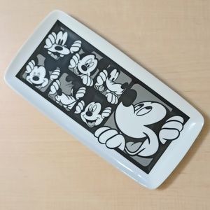 Mickey Mouse Goofy Grid Black White Ceramic Serving Platter Tray Plate